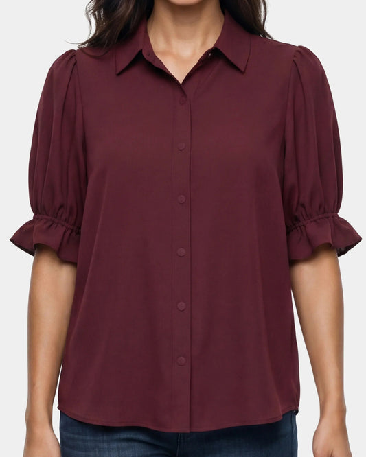 Liverpool Snap Front Knit Shirt | Dark Oxblood