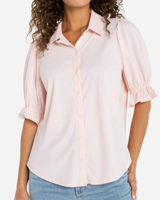 Liverpool Snap Front Knit Shirt | Light Pink