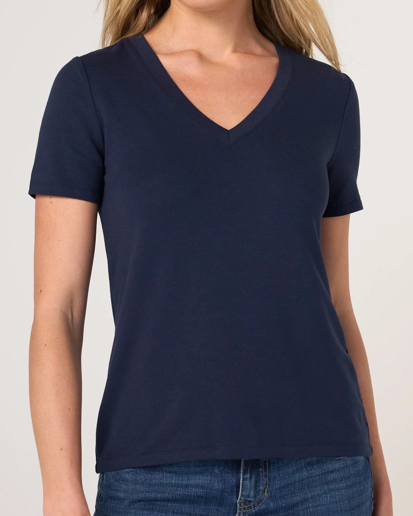 Liverpool Short Sleeve V-Neck Knit Tee
