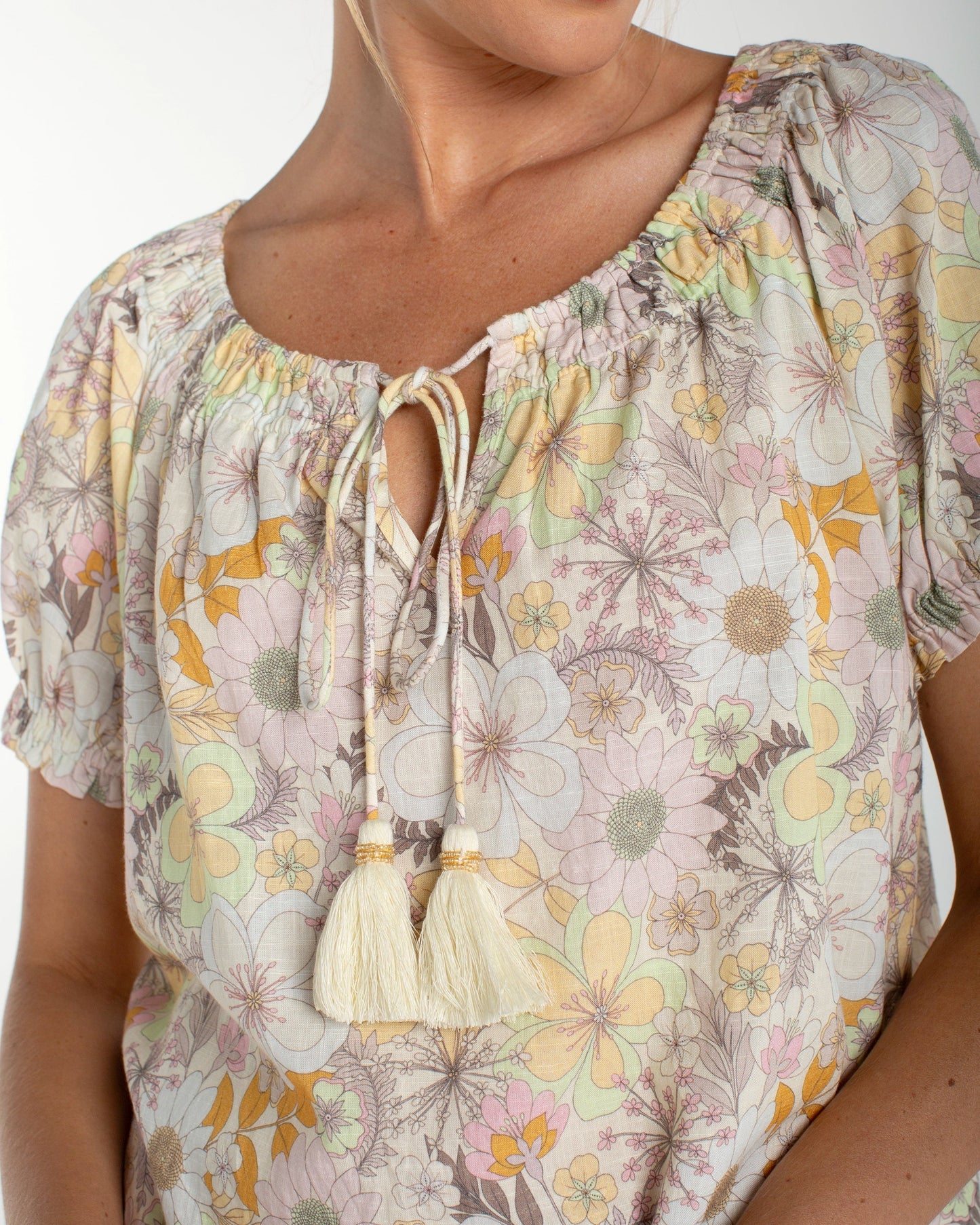 Liverpool Woven Top w/ Front Tie | Pristine Multi