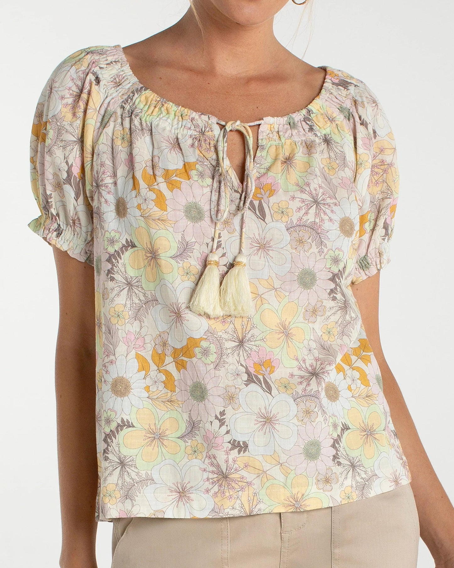 Liverpool Woven Top w/ Front Tie | Pristine Multi