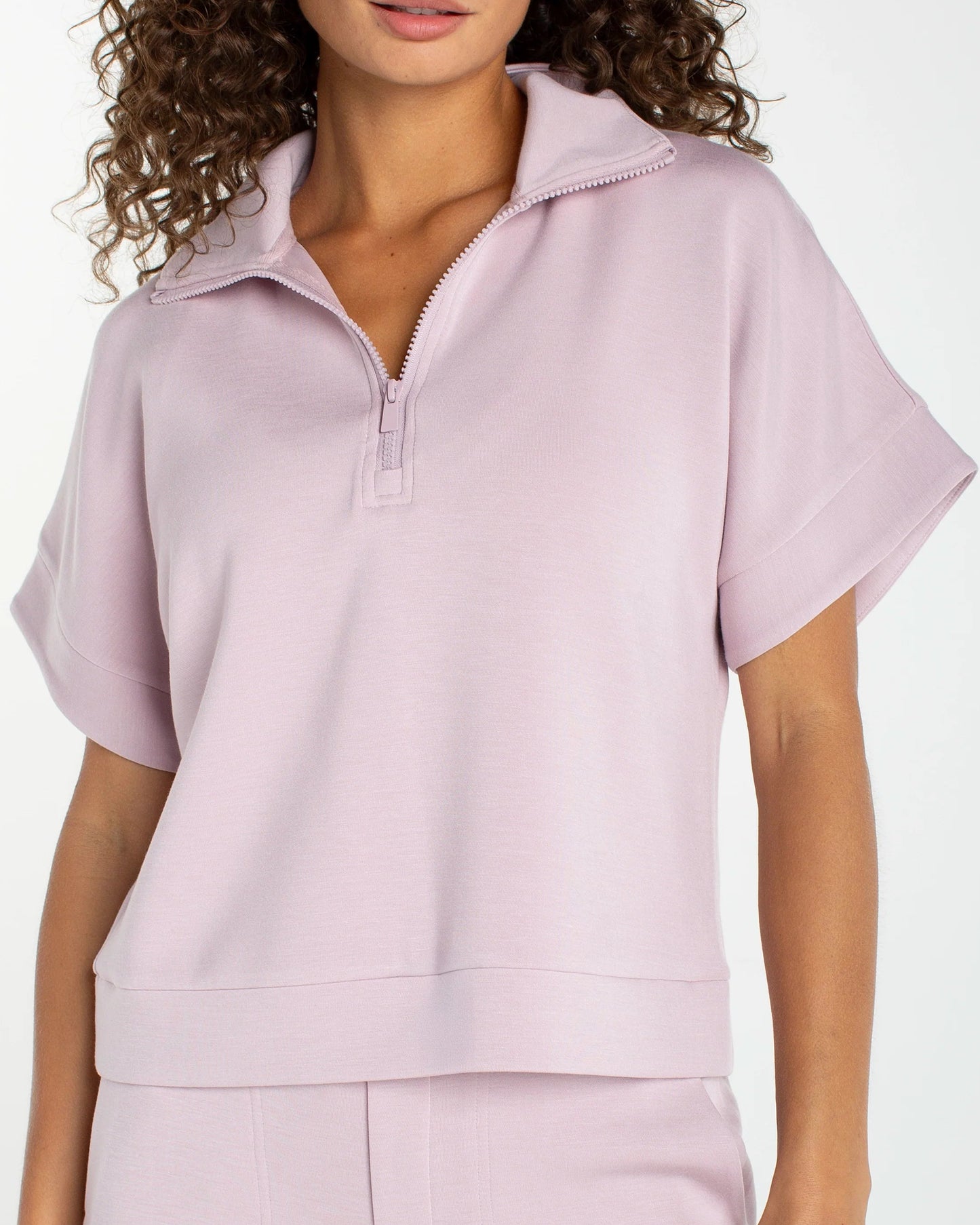 Liverpool Half Zip Popover Top | Lilac Shadow