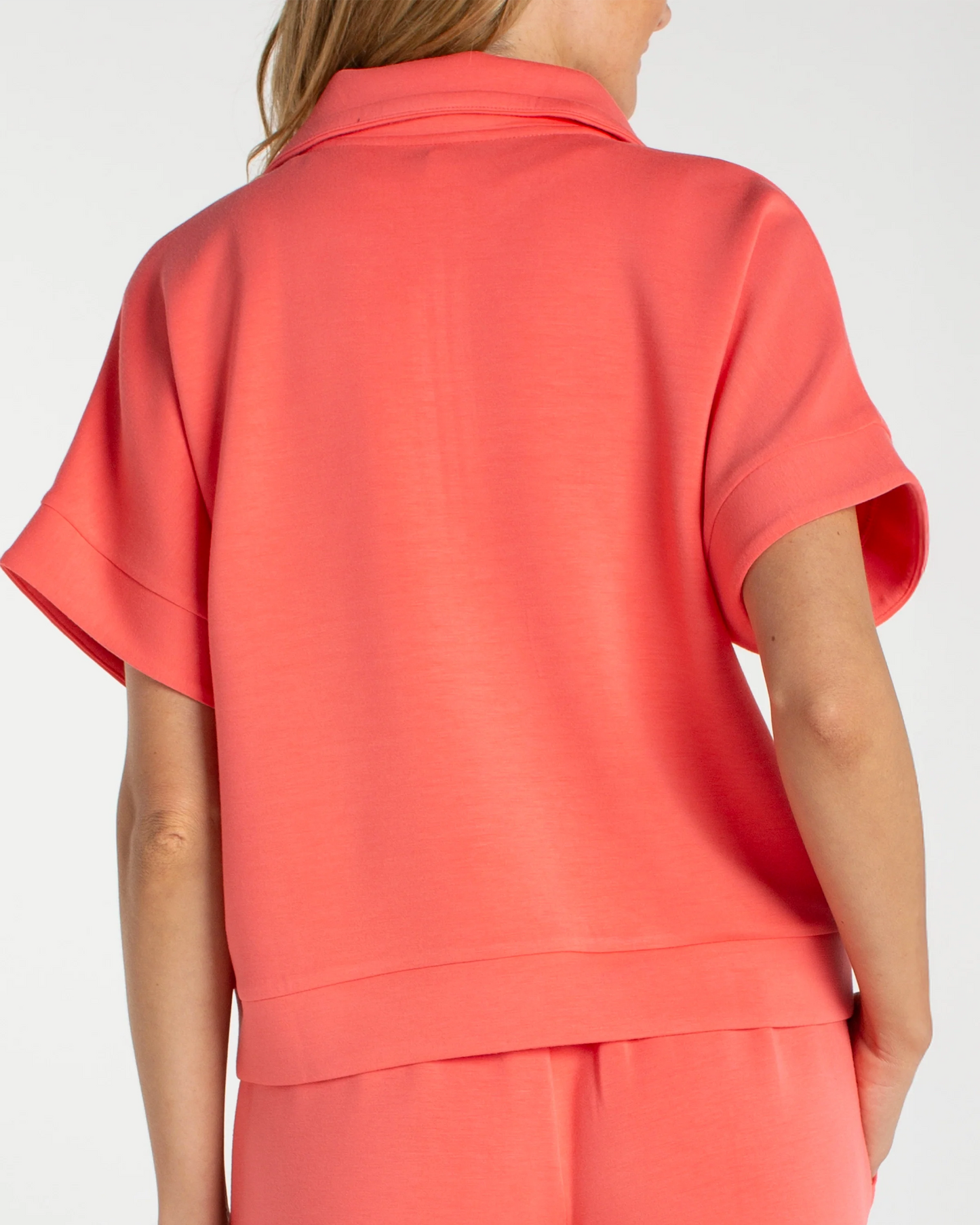 Liverpool Half Zip Popover Top | Sunset Coral