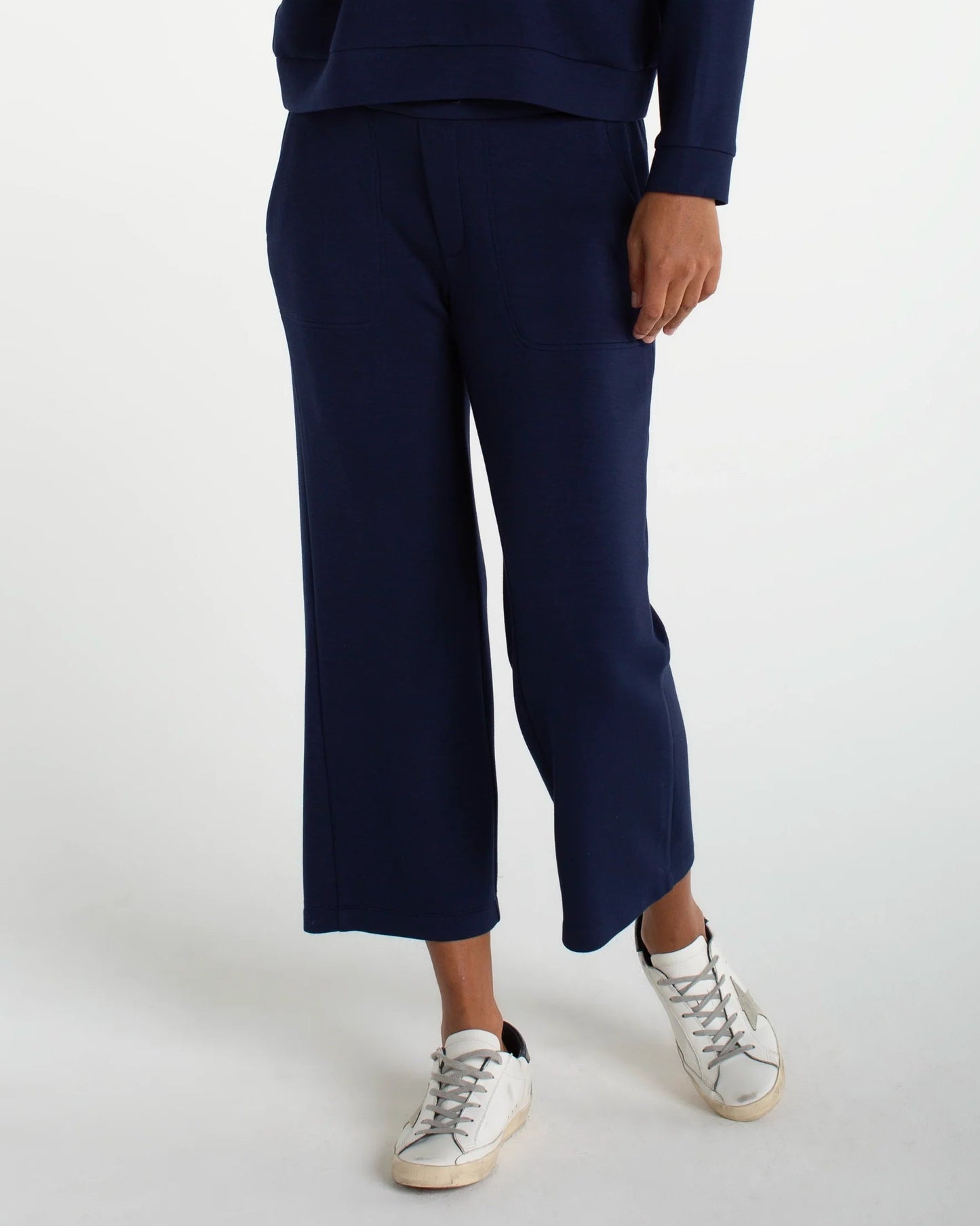 Liverpool Pull-on Wide Leg Crop | Deep Midnight