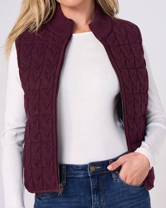 Liverpool Sleeveless Reversible Quilted Sweater Vest | Dark Oxblood