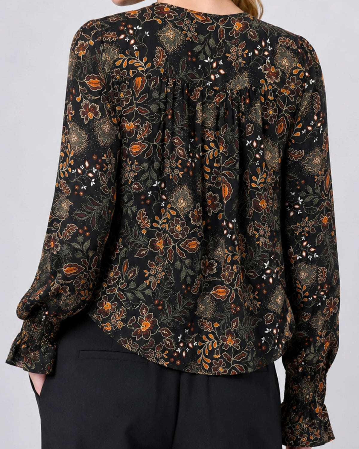 Liverpool Long Sleeve Woven Blouse | Black Rust Multi