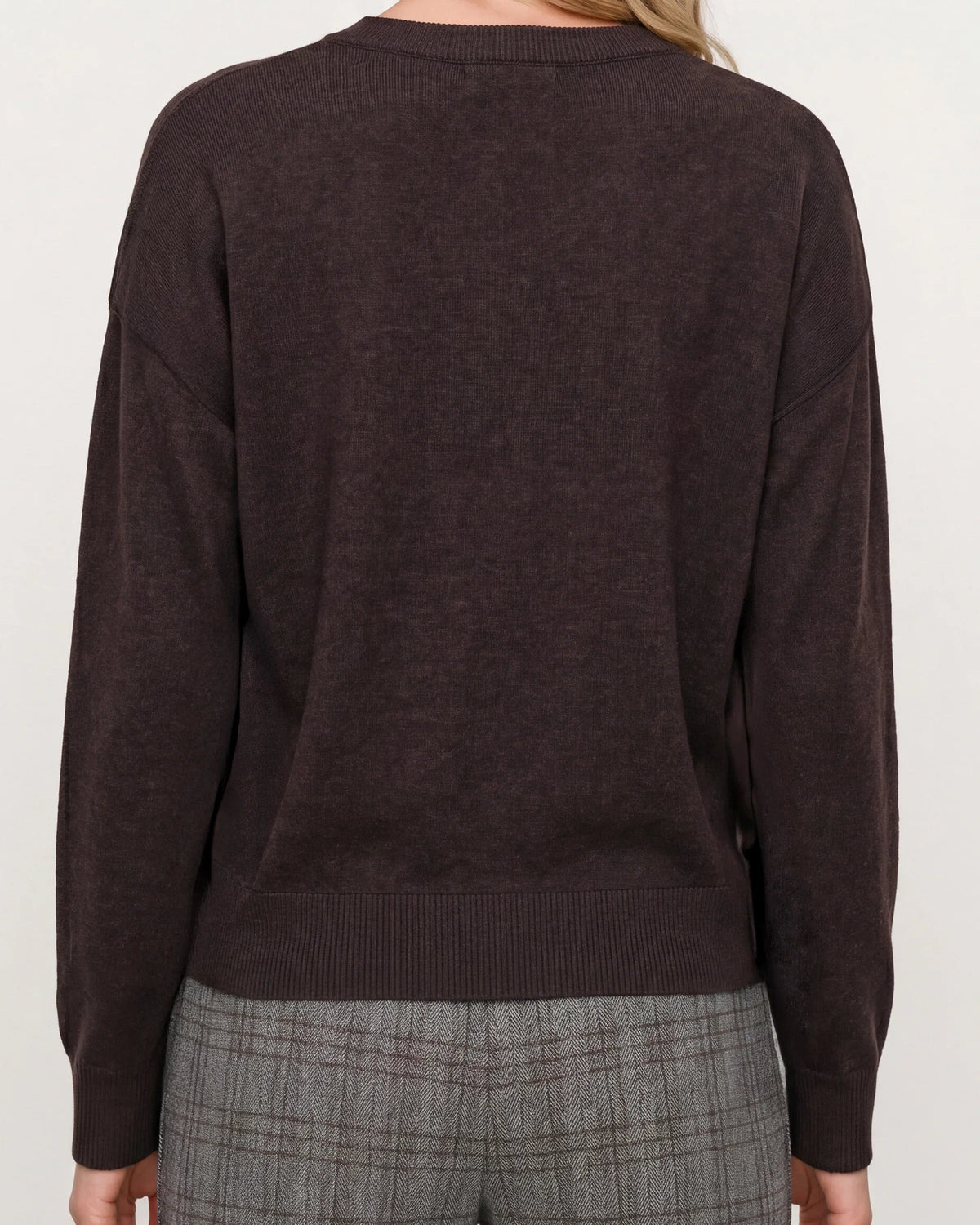 Liverpool Draped Neck Mixed Media Sweater | Java Melange