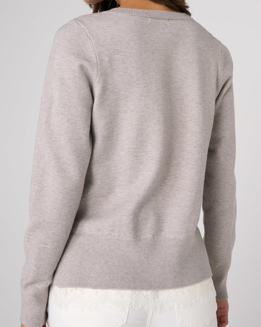 Liverpool V-neck Long Sleeve Sweater | Soft Grey Heather