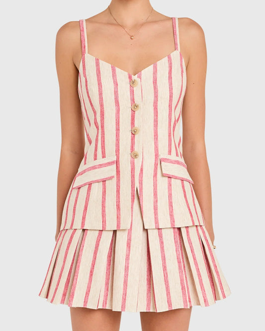 Amanda Uprichard Wesley Skort Romper | Red Stripe