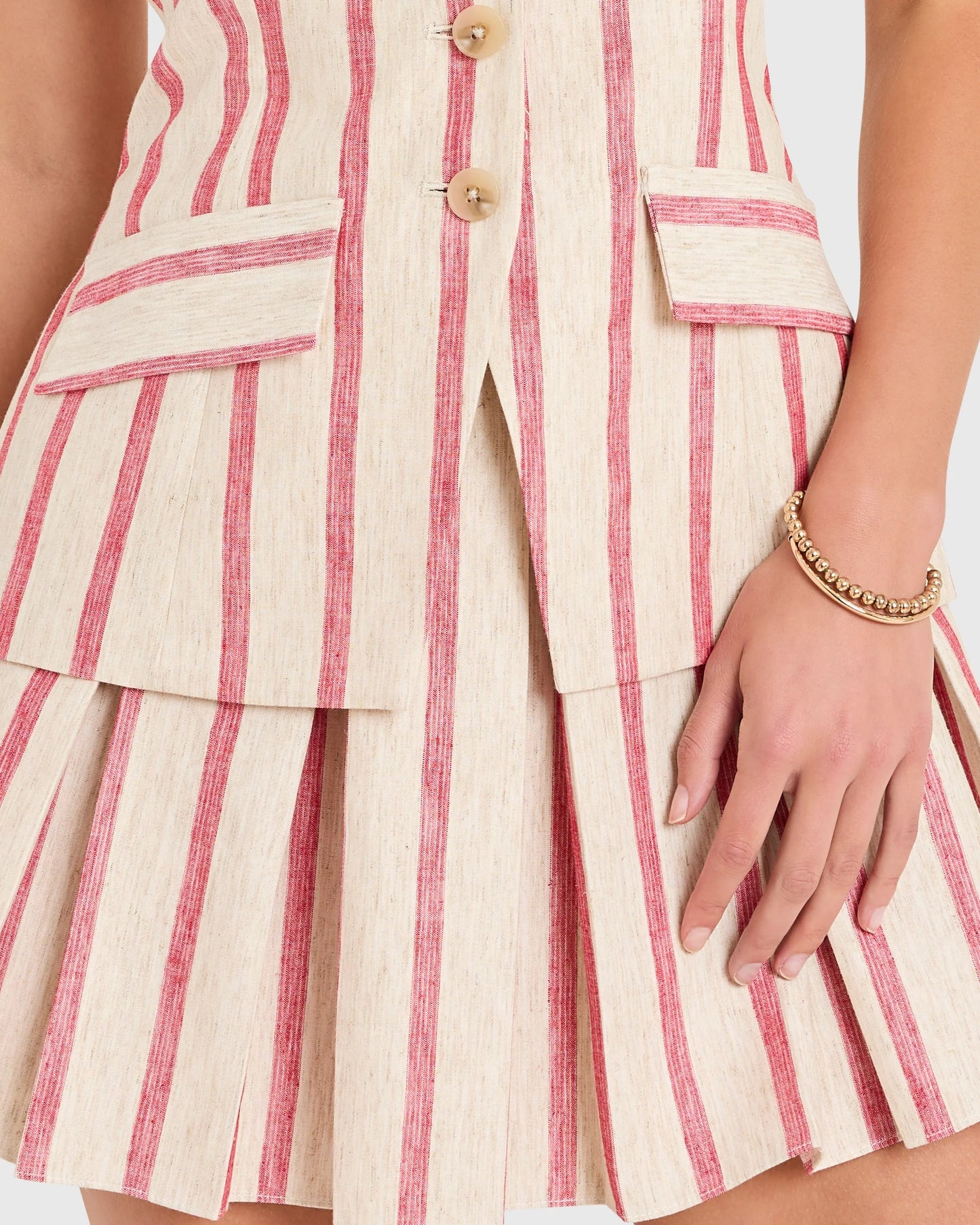 Amanda Uprichard Wesley Skort Romper | Red Stripe
