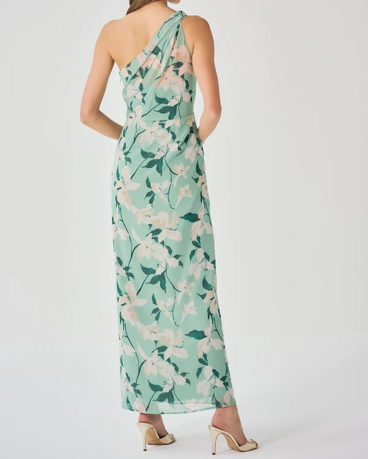Hutch Siona Dress | Green/Ivory Watercolor Vining Daffodils