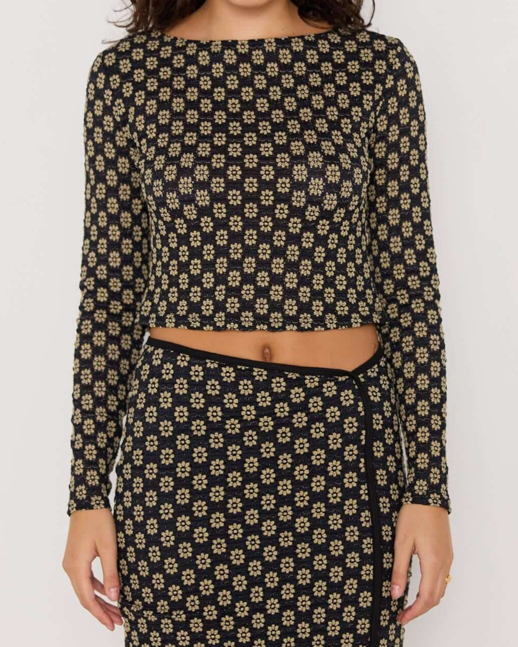 Mink Pink Luca Stretch Lace Top | Black/Cream