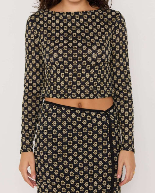 Mink Pink Luca Stretch Lace Top | Black/Cream