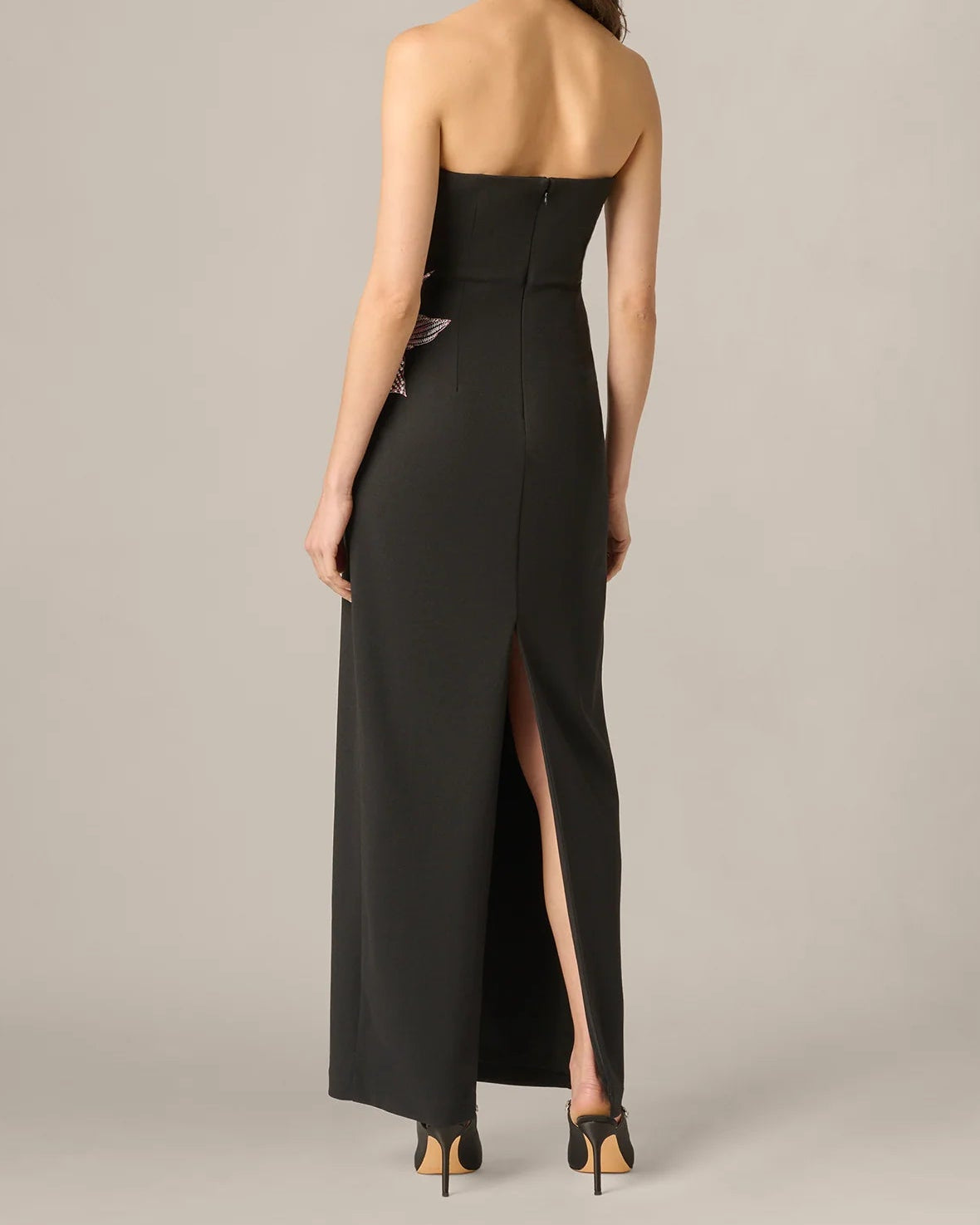 Aidan Mattox Strapless Beaded Flower Gown
