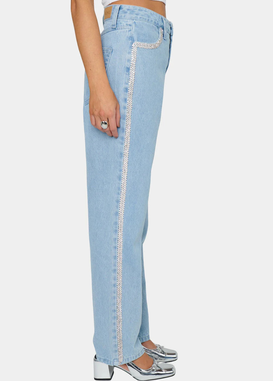 Show Me Your Mumu Icon Jeans | Indigo w/ Rhinestone Trim