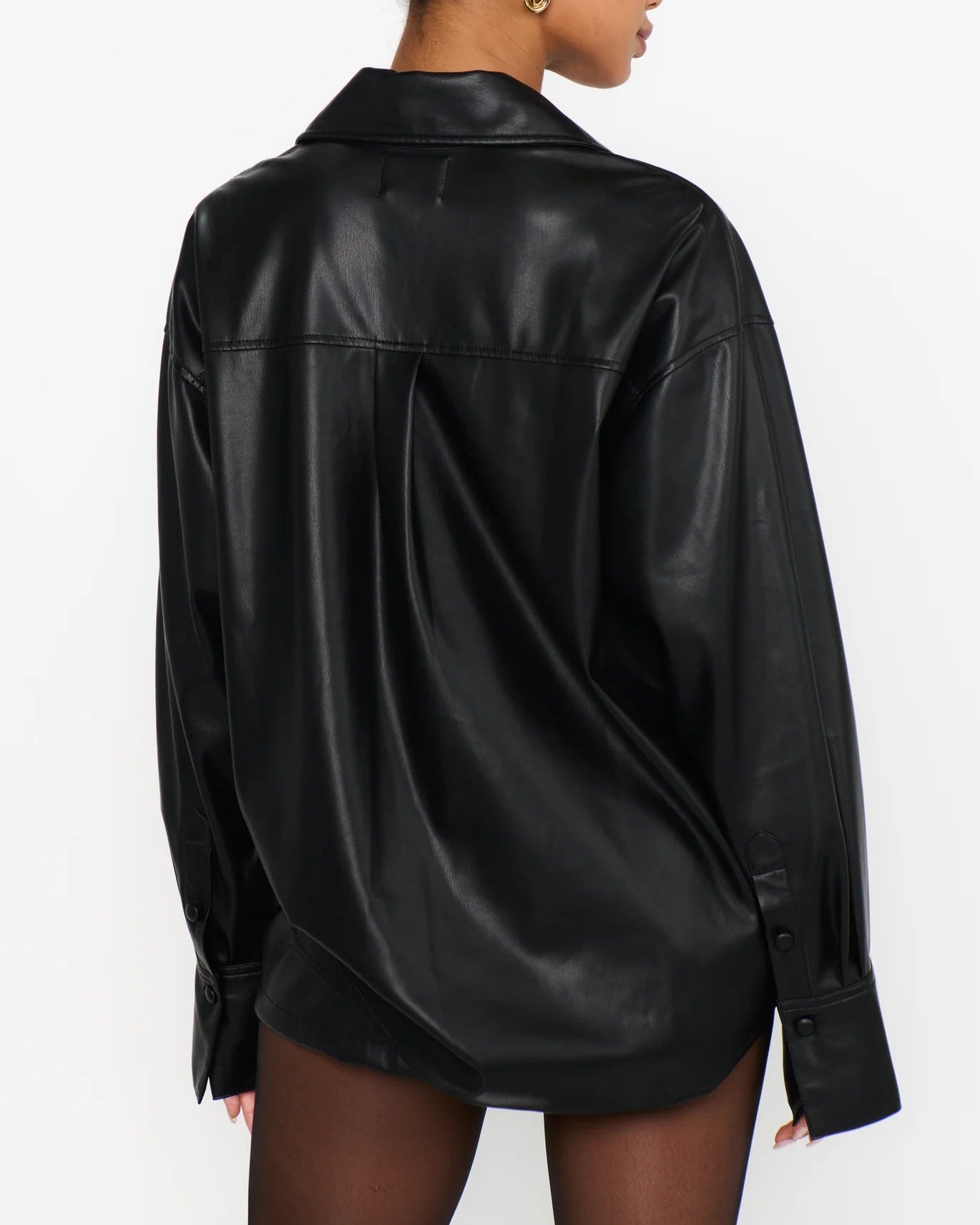 Show Me Your Mumu Lincoln Shirt Jacket | Black Faux Leather