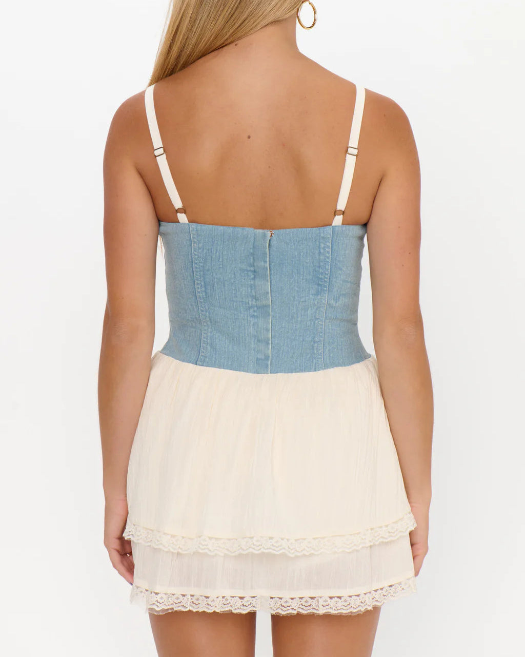 Show Me Your Mumu Geneva Mini Dress | Light Indigo with Cream Viole