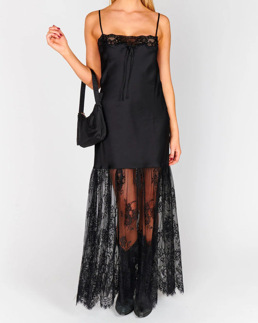 Show Me Your Mumu Celine Dress | Black Luxe Satin