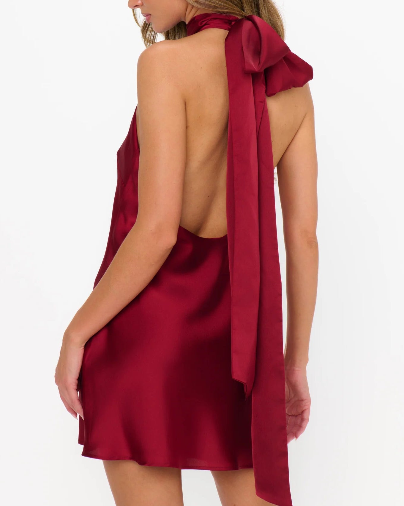 Show Me Your Mumu Lisa Mini Dress | Cranberry Luxe Satin