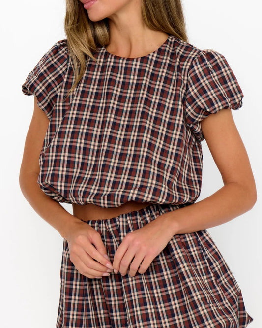 Show Me Your Mumu Highland Crop Top | Saddle Plaid