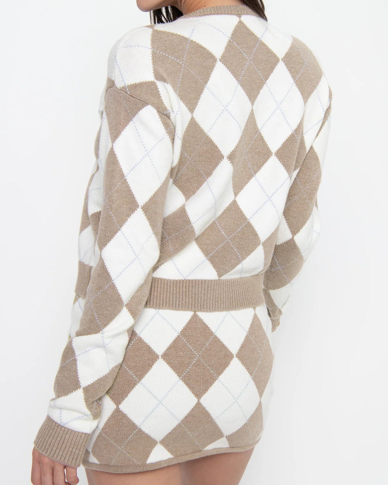 Show Me Your Mumu Throw on Cardigan | Neutral Argyle Knit