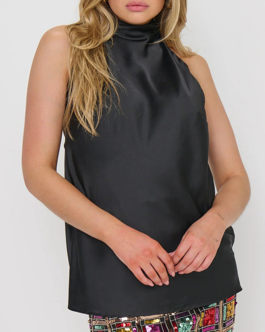 Show Me Your Mumu Lisa Top | Black Luxe Satin