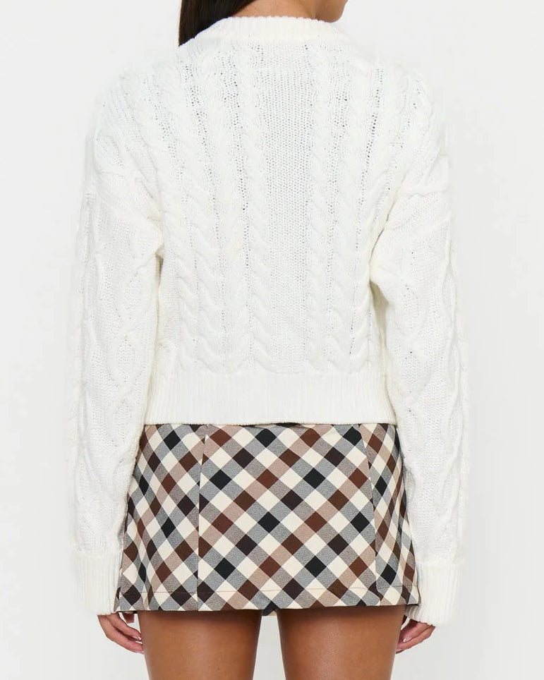 Show Me Your Mumu Chimney Cardigan | Cream Cable Knit