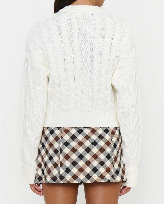 Show Me Your Mumu Chimney Cardigan | Cream Cable Knit