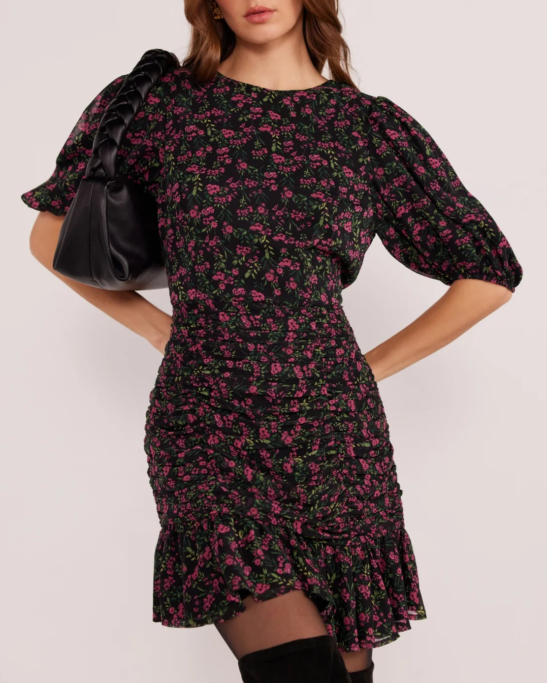 Mink Pink Faye Puff Sleeve Mini Dress