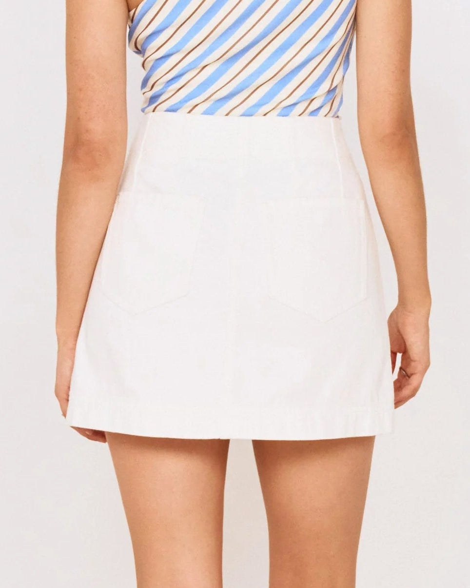 Mink Pink Calla Denim Mini Skirt | White