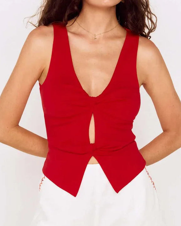 Mink Pink Noa Twist Detail Top | Red