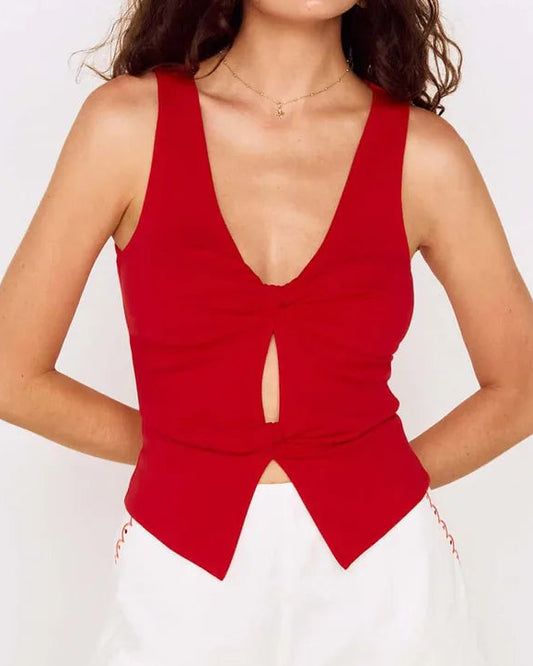 Mink Pink Noa Twist Detail Top | Red