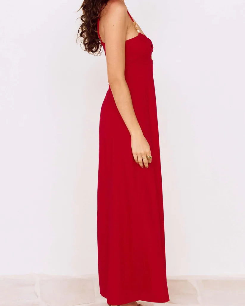 Mink Pink Rhodes Twist Front Maxi Dress | Red