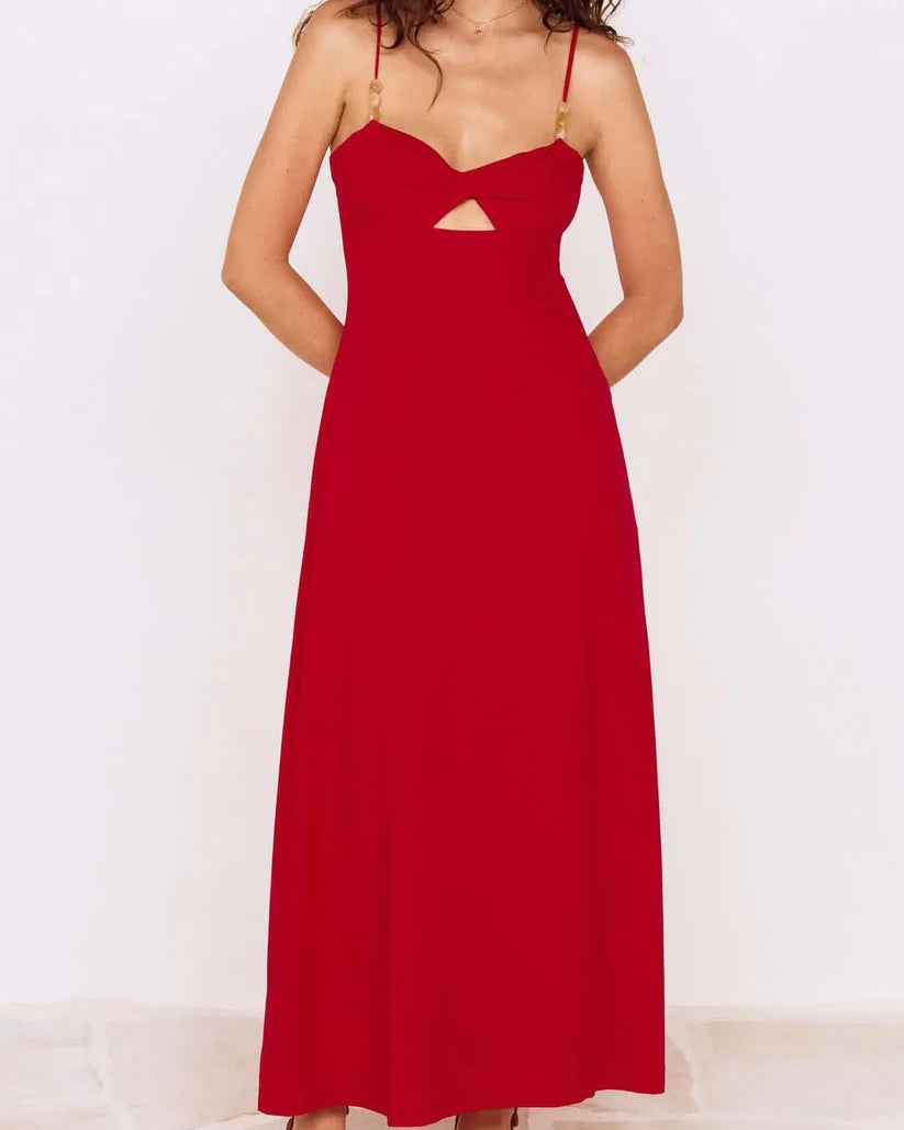 Mink Pink Rhodes Twist Front Maxi Dress | Red
