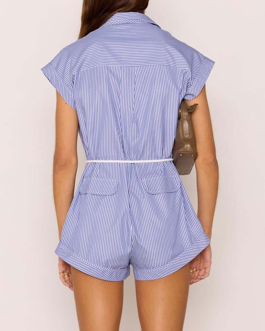 Mink Pink Avery Stripe Playsuit | Blue/White