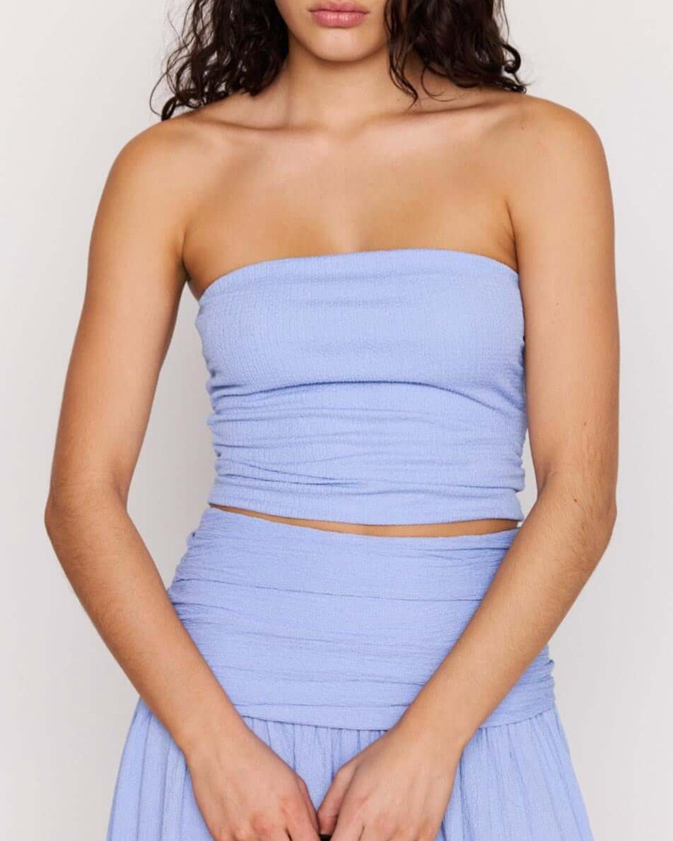 Mink Pink Luna Strapless Top | Powder Blue
