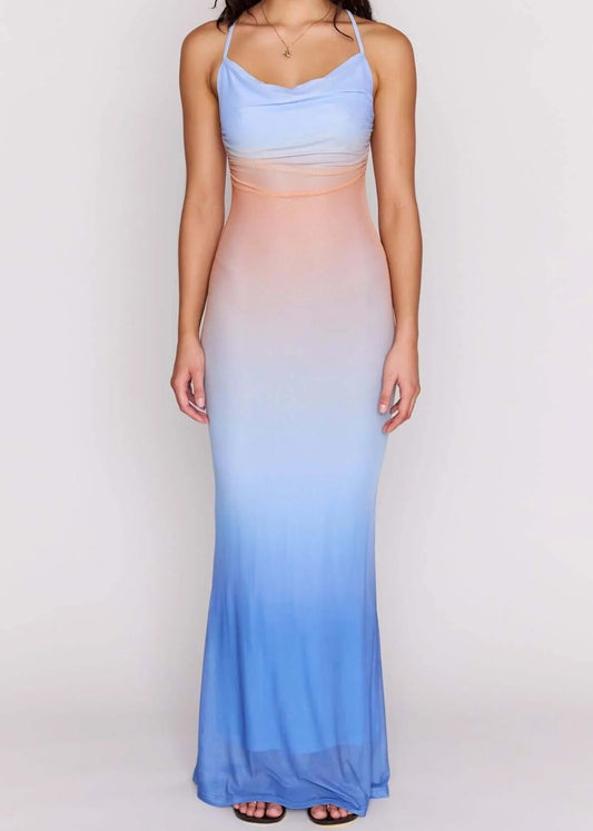 Mink Pink Solstice Ombre Mesh Maxi Dress