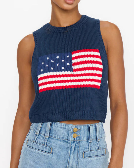 Show Me Your Mumu Milo Tank | Navy Flag Knit