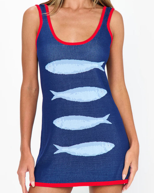 Show Me Your Mumu Next Stop Mini Dress | Sardines Graphic Knit