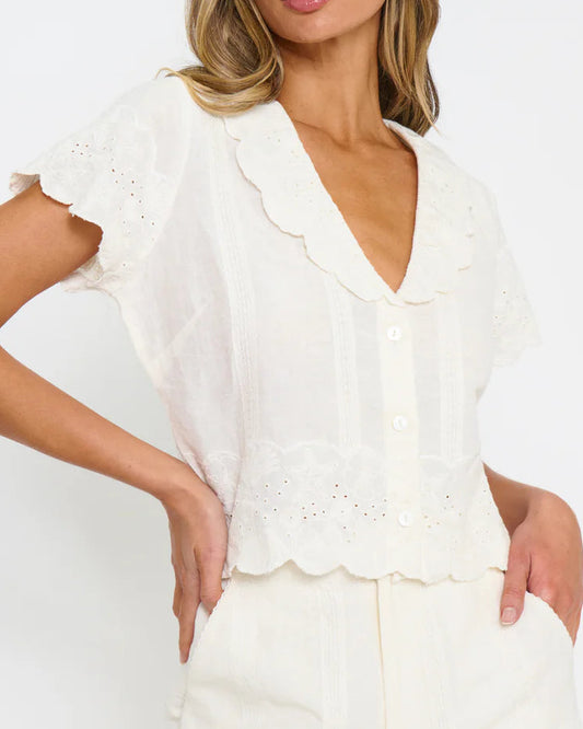 Show Me Your Mumu Lyla Top | White Eyelet Embroidery