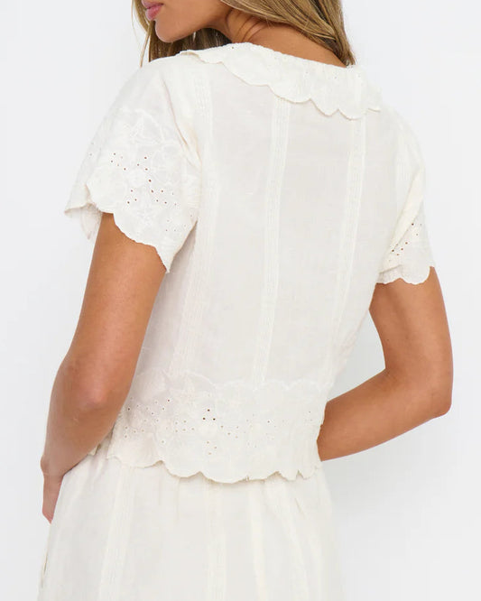 Show Me Your Mumu Lyla Top | White Eyelet Embroidery