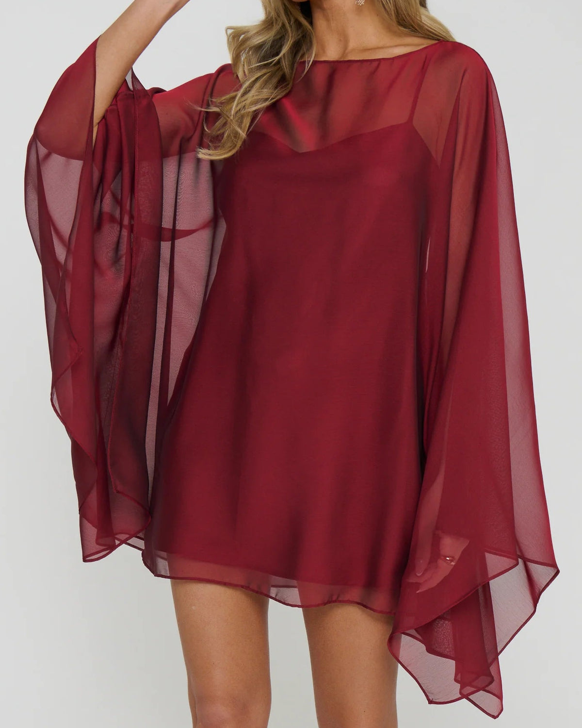 Show Me Your Mumu Olsen Mini Dress | Cranberry Tonal Chiffon