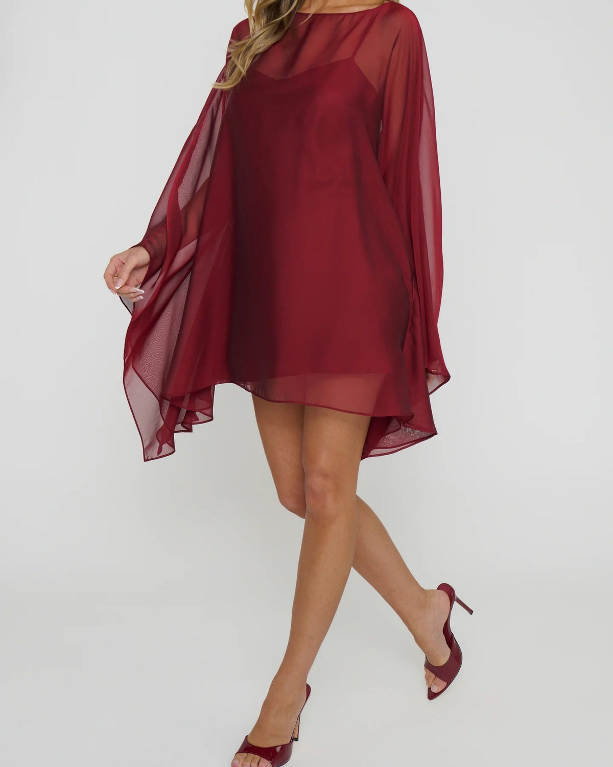 Show Me Your Mumu Olsen Mini Dress | Cranberry Tonal Chiffon