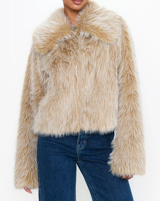 Show Me Your Mumu Park City Jacket | Cedar Brown Faux Fur