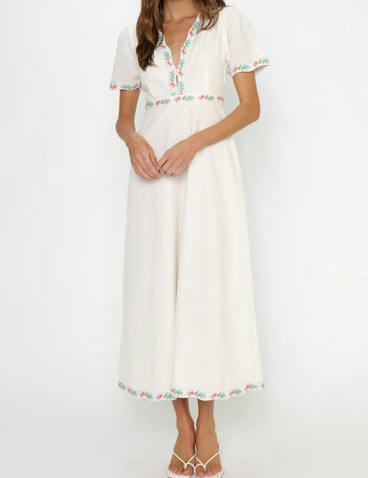 Show Me Your Mumu Thea Midi Dress | Wild Meadow Embroidery