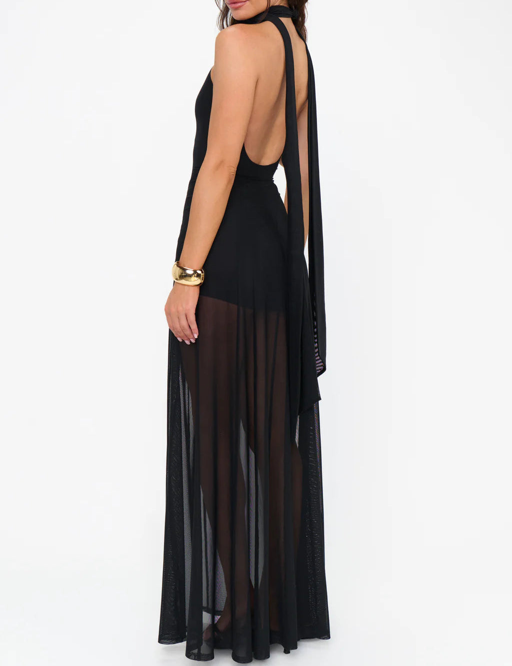 Show Me Your Mumu Katia Maxi Dress | Black Mesh