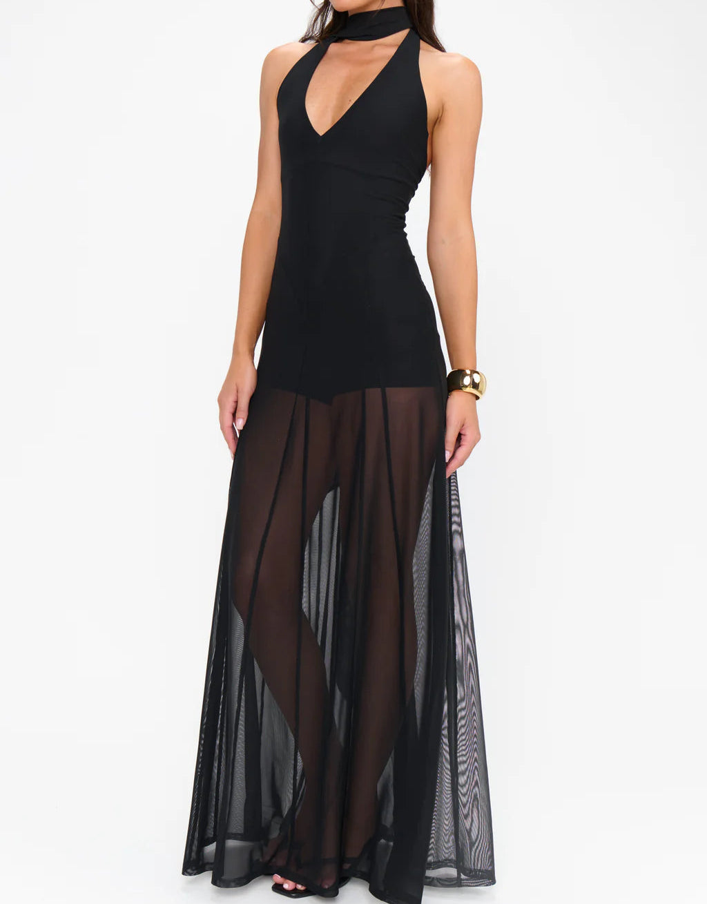 Show Me Your Mumu Katia Maxi Dress | Black Mesh