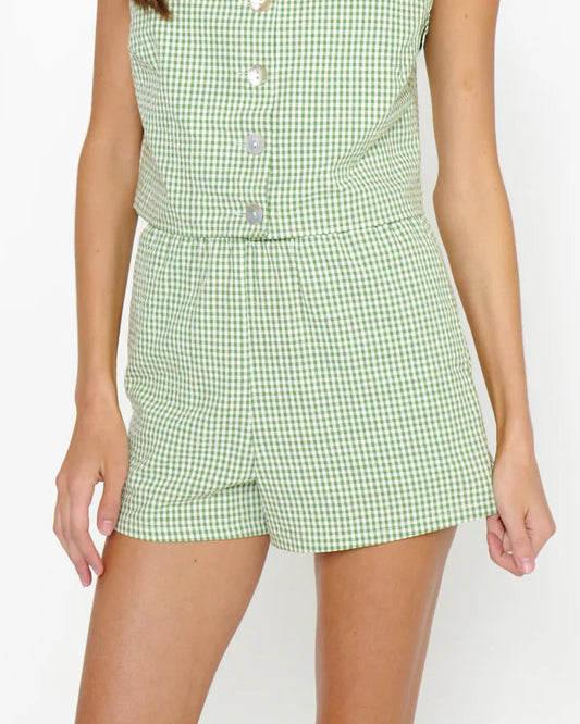 Show Me Your Mumu Maren Shorts | Field Green Gingham