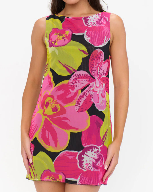 Show Me Your Mumu Print Mini Dress | Tropic Nights Mesh