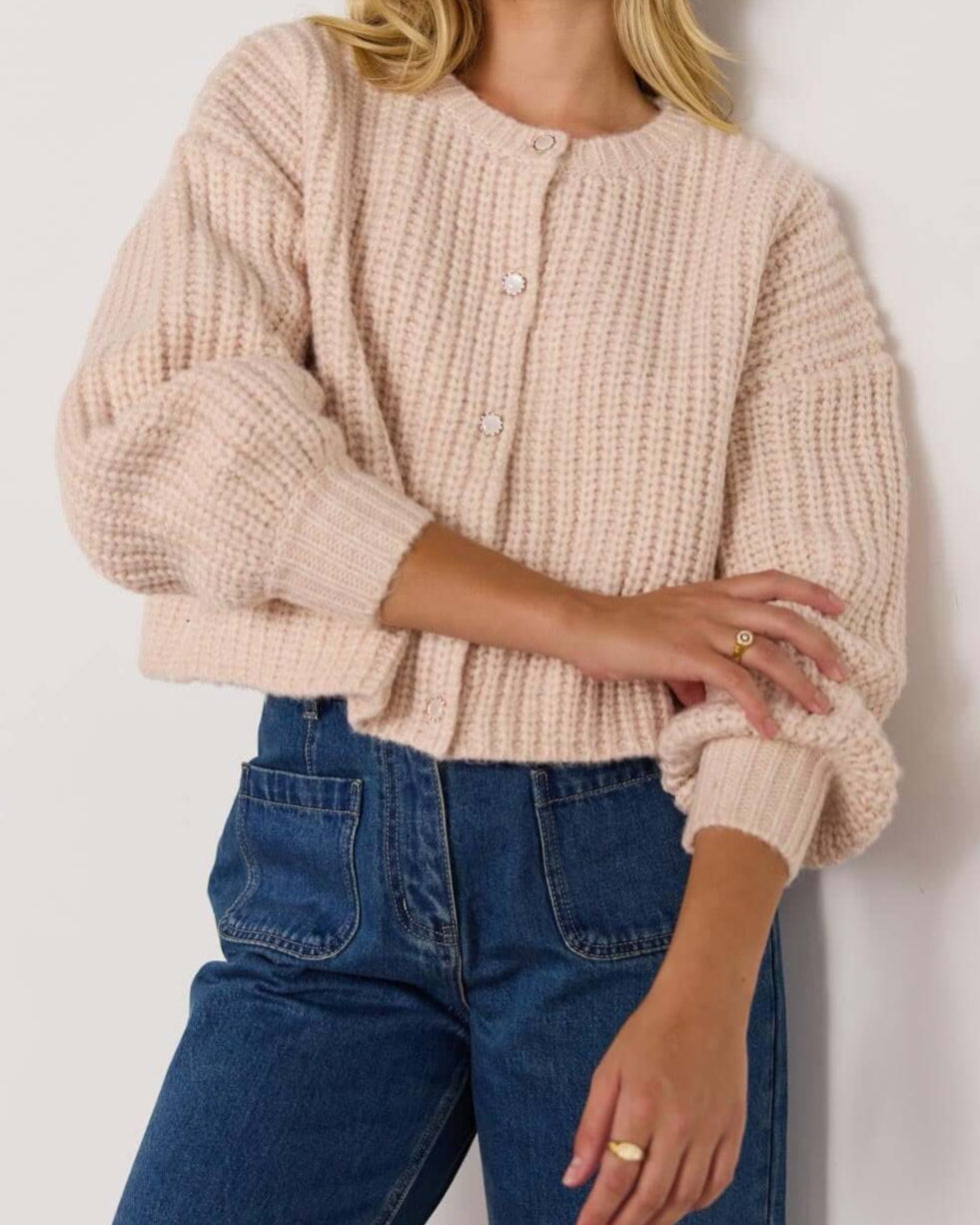Mink Pink Marlo Chunky Cardigan | Blush Pink
